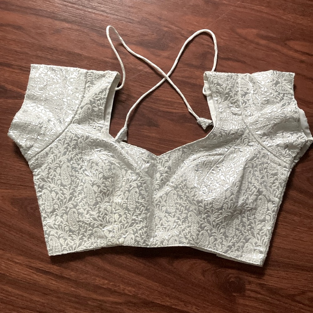 Brand new Silver and White Saree Blouse